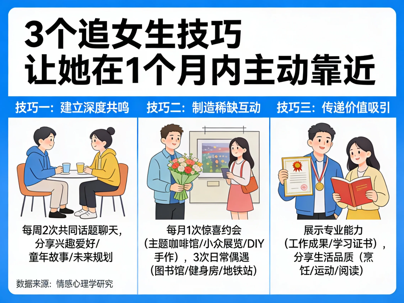 3个追女生技巧 让她在1个月内主动靠近